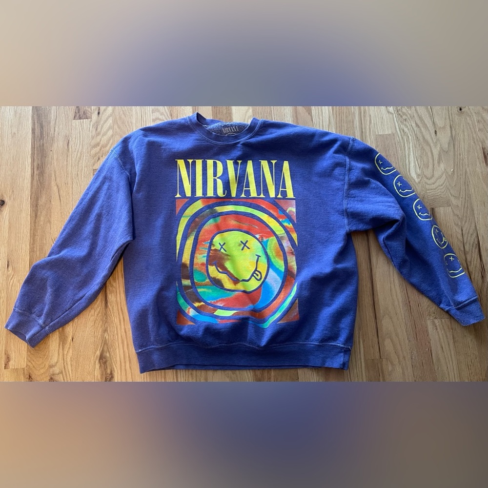 Urban Outfitters Purple Overdyed Smile Nirvana Sweatshirt Oversized S/M